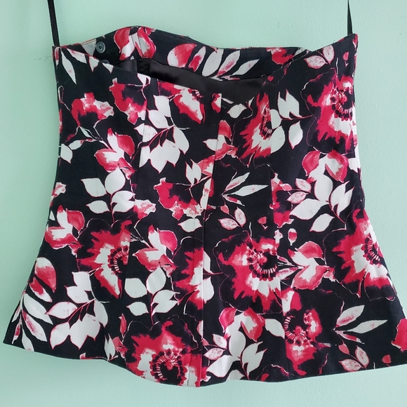 WHBM Strapless Bustier Floral Top Size 2 - Picture 6 of 13